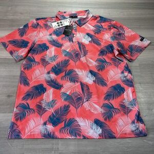 Yatta Golf Polo Shirt Mens 2XL Pink Palm Bay Floral Golf Stretch Performance